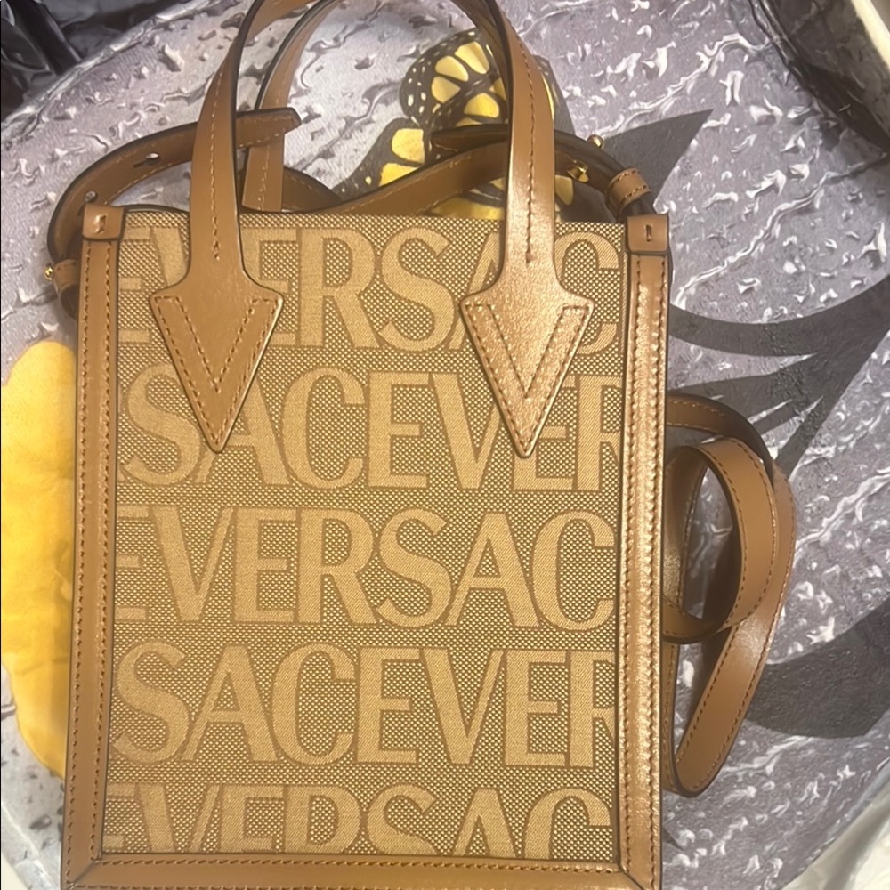 Versace Tan Leather Tote Bag